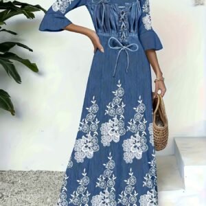 فستان الدنيم المزيف الراقي: أناقة عصرية وراحة لا تُضاهى