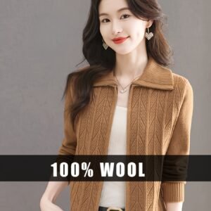 تدفئة فاخرة وأناقة عصرية: سترة الصوف الخالصة بسحاب