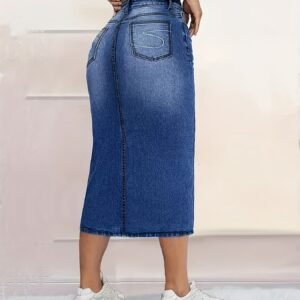 تنورة الدنيم الميدي المطرزة: أناقة عصرية، راحة لا تضاهى!