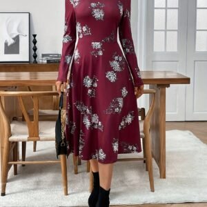 Elegant Allure: Captivating Floral Print Midi Dress