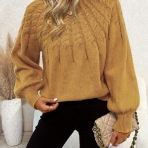 أناقة الدفء: كارديغان أصفر بياقة دائرية ومرونة فائقة لموسم الخريف والشتاء