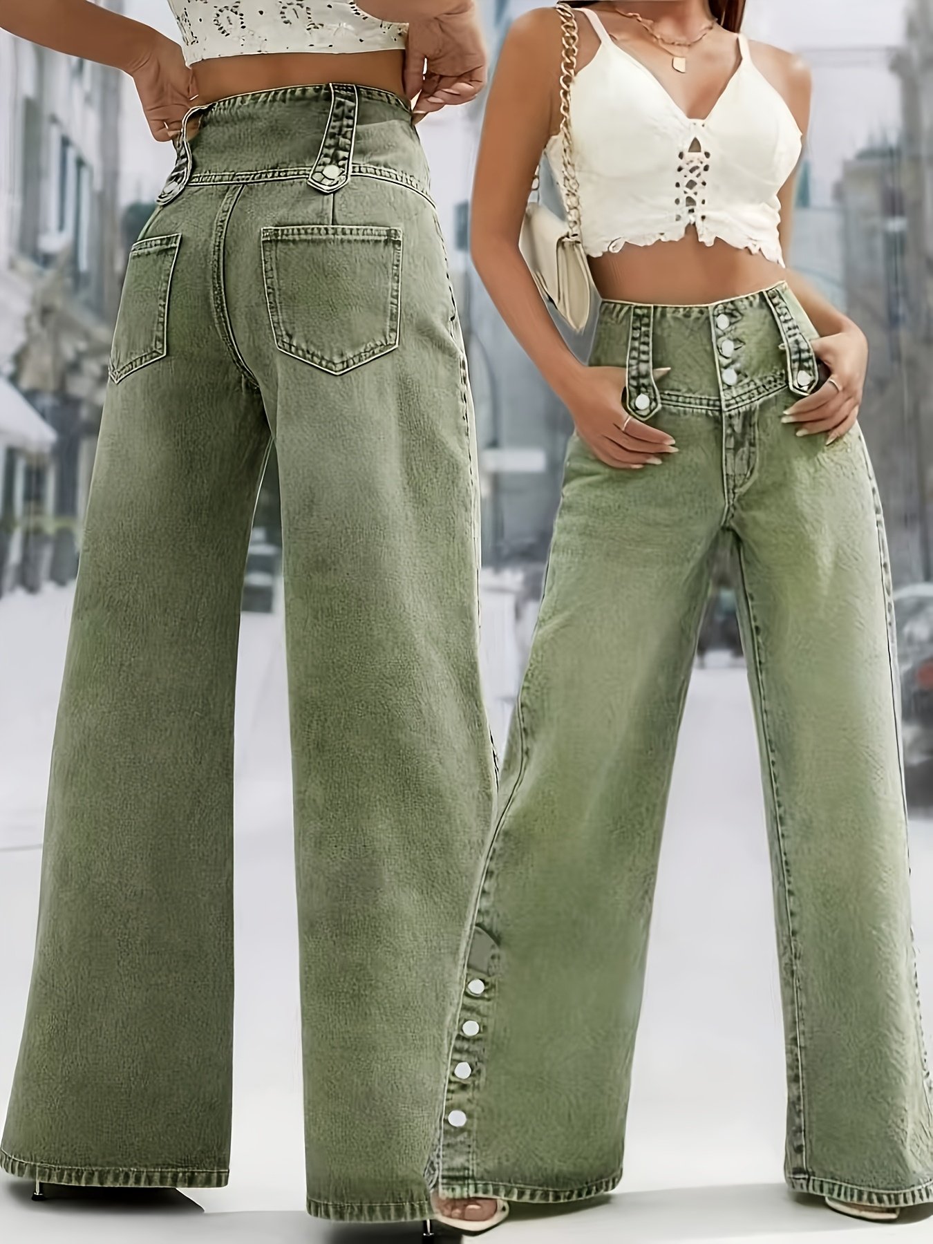 אייקון האופנה חוזר: ג'ינס Y2K עם מותן גבוה ורגל ישרה אופנתית! – תמונה 7