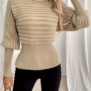 أناقة الشتاء المتفردة: سترة الرقبة العالية بأكمام الفانوس