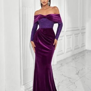 فستان السهرة الفاخر: بريق الترتر ولمسة المخمل لجاذبية تخطف الأنفاس!