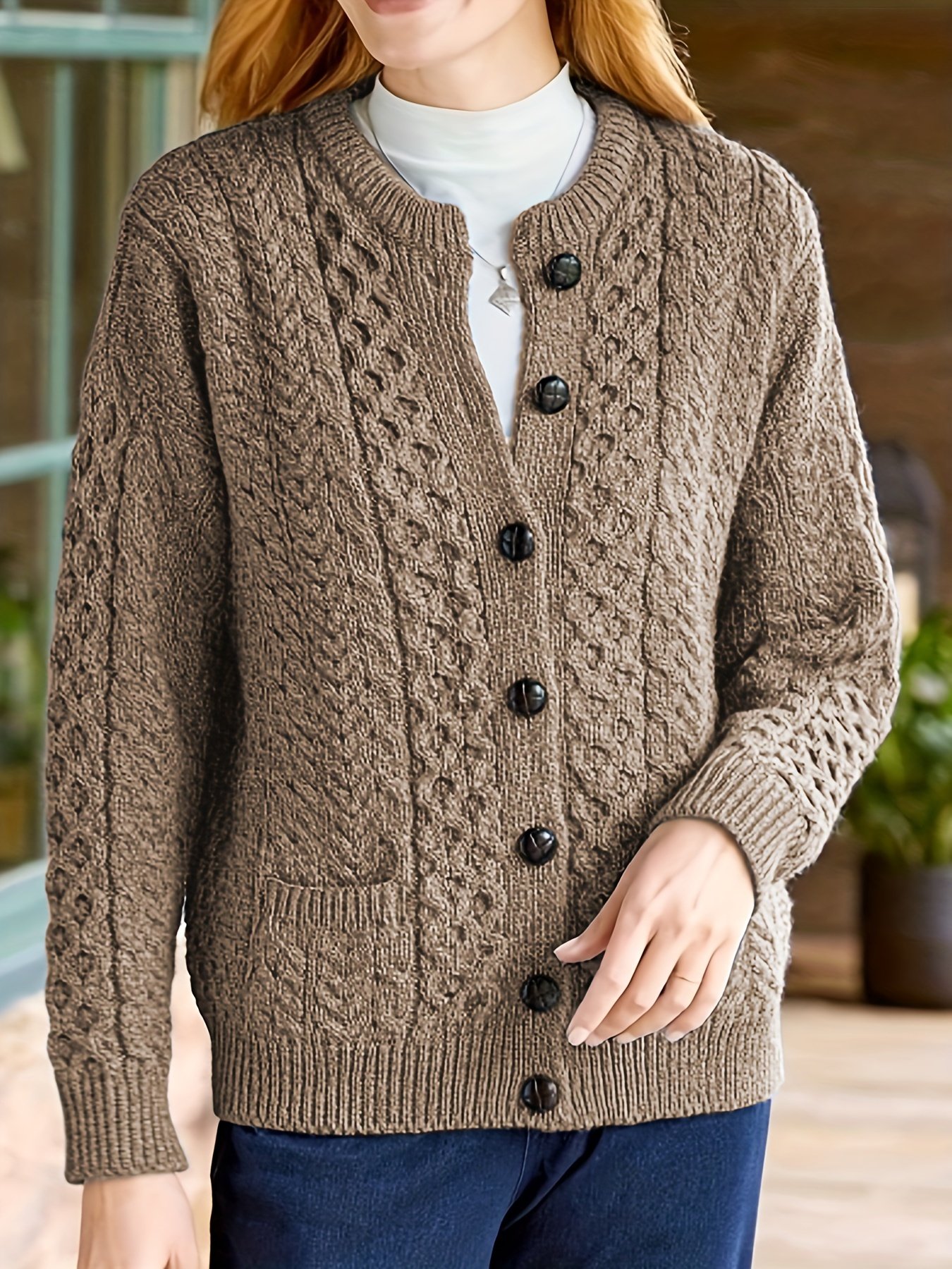 Cozy Chic: Modern Geometric Design Cardigan - Image 8