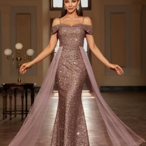 Enchanting Evening: Flowy Mesh One-Shoulder Dress for an Unforgettable Look