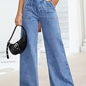 تألقي بأناقة عصرية: بنطال الجينز الواسع الكلوش بخصر مطاطي!