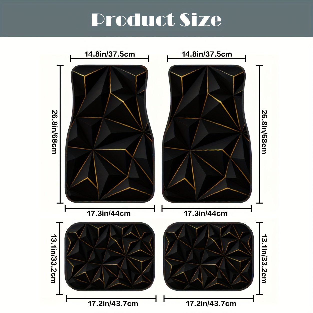 אלגנטיות עכשווית והגנה עילאית: שטיחי רצפה לרכב בעיצוב גאומטרי שחור! – תמונה 3