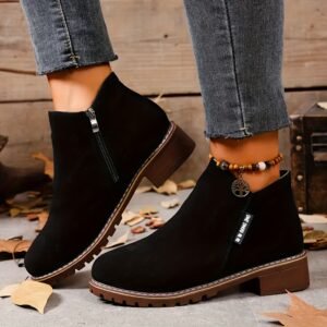 Your Ultimate Elegance: The Stylish Wide-Heel Ankle Boot