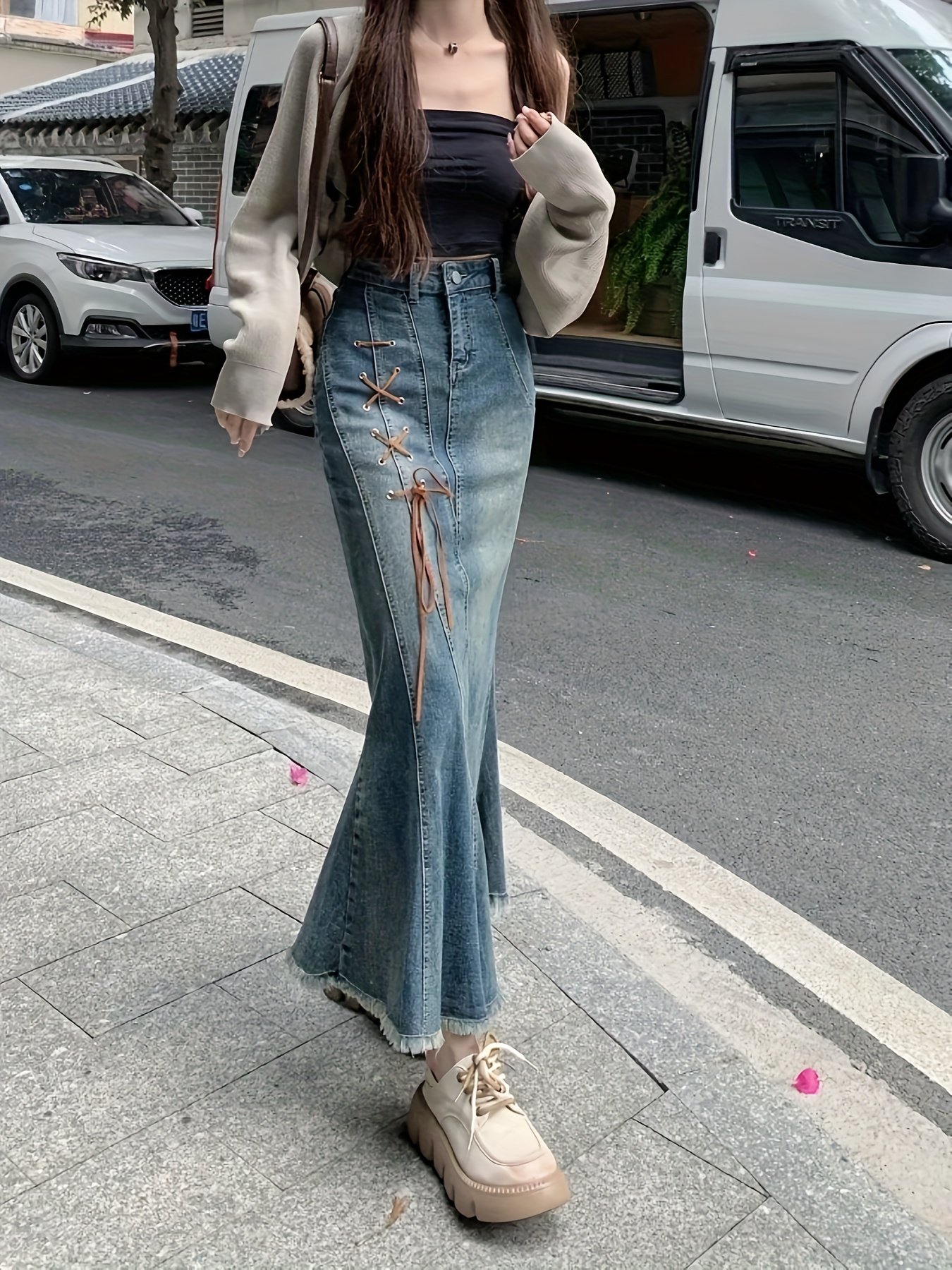 חצאית ג'ינס בת הים: גזרה שובה לב ונוחות ללא תחרות! – תמונה 5