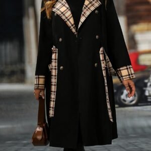 معطف الخندق الكاروهات الأنيق: أناقة دافئة لمقاساتك المتألقة!