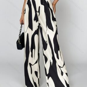 تألقي بجرأة وأناقة: بنطال الخصر العالي بطبعة الحمار الوحشي