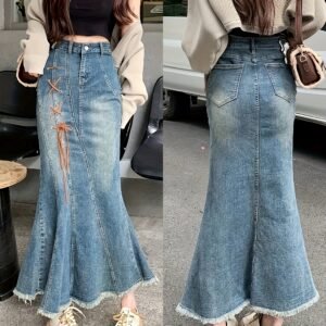 تنورة الدنيم الحورية: قوام آسر وراحة لا مثيل لها!