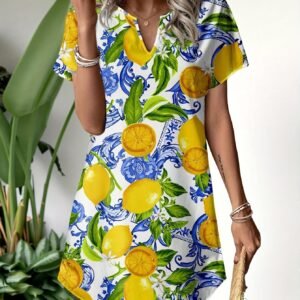 فستان الصيف البوهيمي: أناقة الزهور والليمون المنعشة