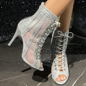 نجمة الحفل: حذاء الرقص المفتوح بالترتر الفاخر
