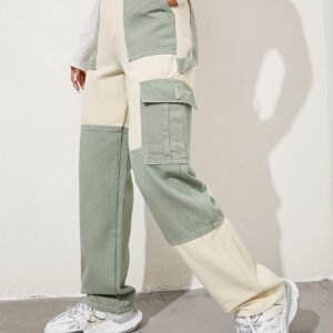 تألقي بأسلوب فريد: بنطلون الكارجو الدينم بالرقع المتقنة!