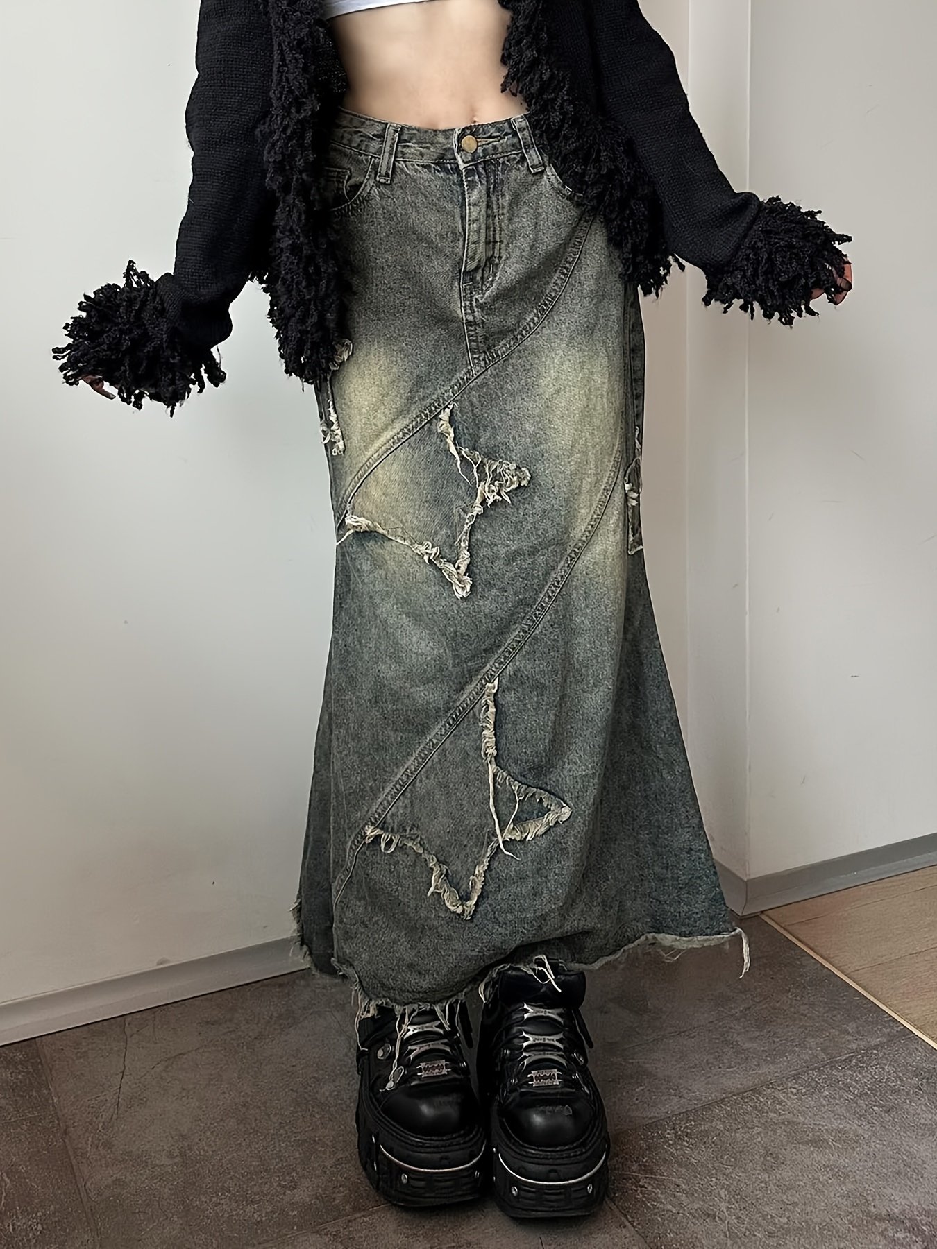 חצאית ג'ינס טרנדית: שיק רטרו עם מגע קסום של בת ים! – תמונה 4