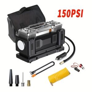 Ultimate Power in Your Hand: Dual 150PSI Tire Inflator with Emergency LED Light!