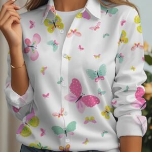 قميص الفراشات الهندسي: أناقة لا تعرف حدود الفصول