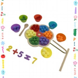 ألوان وزهور: متعة العد والتعلم الخشبي لطفلك!