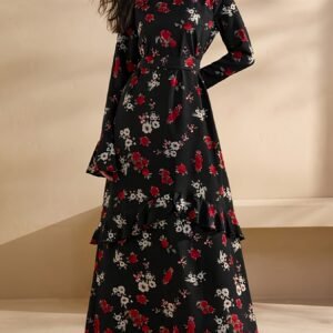 فستان ماكسي أنيق: تألقي بجمال الكشكشة ورقّة الزهور في كل إطلالة!