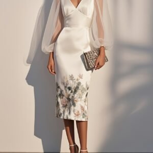 Floral Elegance Satin Dress: Charming Silhouette to Enhance Your Beauty