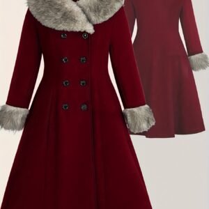 Burgundy Winter Coat: Elegant Warmth with a Touch of White Luxury