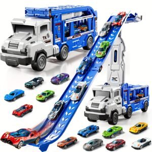 مغامرات لا تتوقف: شاحنة النقل ومضمار السباق 2 في 1 للأطفال!