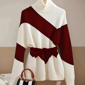 أناقة الشتاء الدافئة: بلوفر بتصميم عصري وحزام مميز