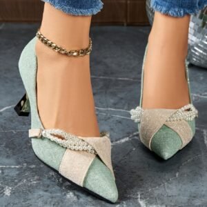 Captivating Steps: Shimmering Mint High Heels