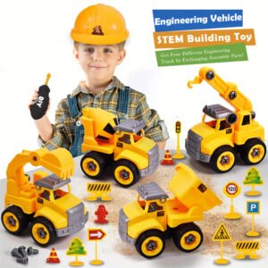 شاحنة البناء الصفراء: 4 في 1 لمرح وإبداع بلا حدود!