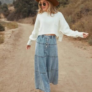 Bohemian Denim Skirt: Vintage Elegance & Flattering Silhouette!