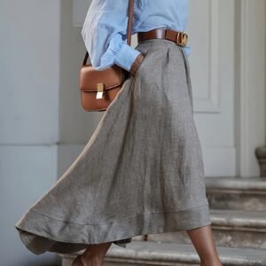 חצאית הקאקי הקסומה: אלגנטיות A-Line בנגיעה עכשווית