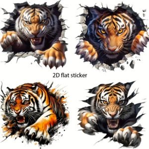 Unleash the Power: 4-in-1 Fierce Tiger Stickers for Unforgettable Decoration!