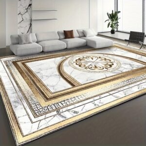 ارتقِ بديكور منزلك: سجادة المخمل الفاخرة بالرخام الذهبي!