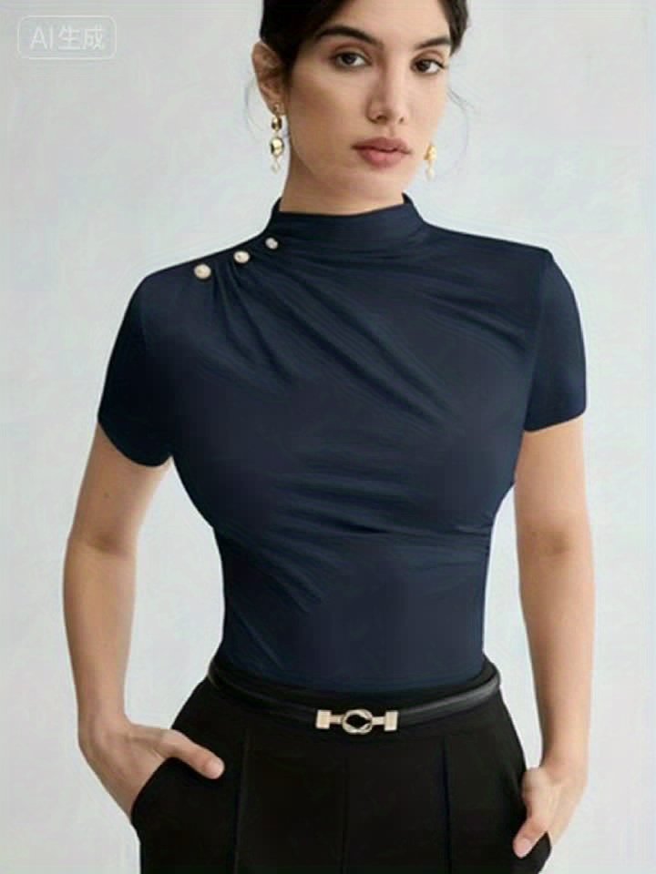 זוהרת בקיץ: טישרט אלגנטי רב-שימושי עם כפתורי כתף! – תמונה 11