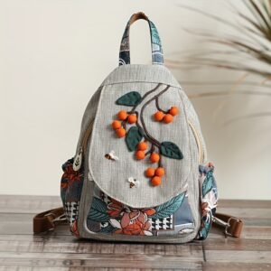 Embroidered Bee Backpack: Elegance That Follows You Everywhere!