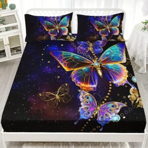 סט מצעים יוקרתי עם הדפס פרפרים: נוחות ואלגנטיות ללא תחרות!