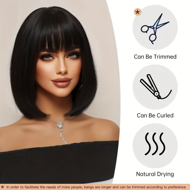 מראה עכשווי שובה לב: שיער בוב שחור ישר ומבריק! – תמונה 2