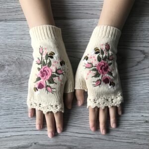 Chic Warmth at Your Fingertips: Unique Embroidered Fingerless Gloves
