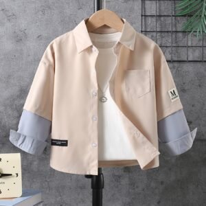 Boys' Khaki Shirt: Your Everyday Companion for Style and Fun!