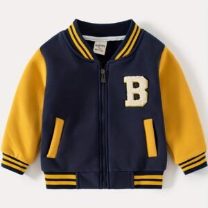 Boys' Baseball Jacket: Winter Warmth with a Modern Touch and Distinctive Embroidery!