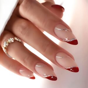 Red Almond Nails: Dazzle with French Chic!