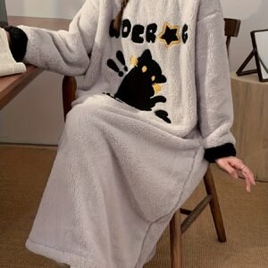 Winter Indulgence Starts Here: Warm Velvet Pajamas with a Charming Cartoon Design!