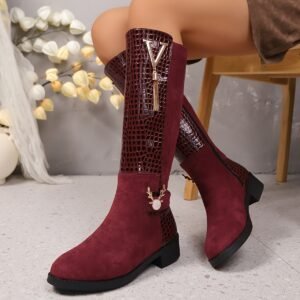 Luxury Knee-High Boots: Dazzle with Gazelle Charm & Rhinestones!