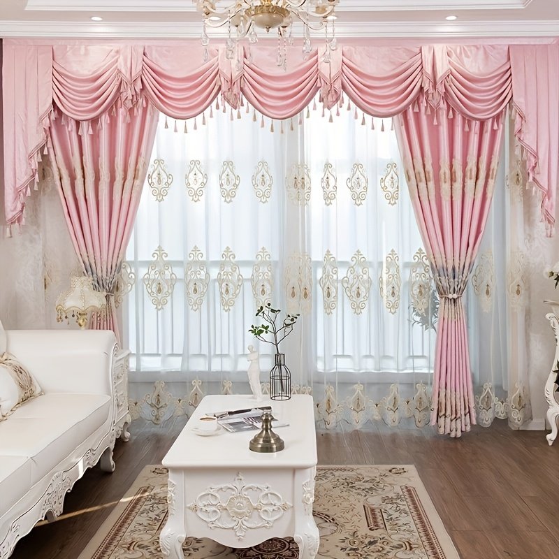 Elegance and Privacy: Double-Layer Embroidered Blackout Curtain - Image 4