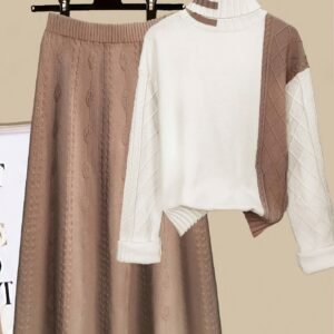 Fall/Winter Elegance: Charming Color Block Two-Piece Set