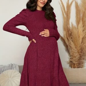 أناقة الدفء للحامل: فستان شتوي طويل متعدد الاستخدامات