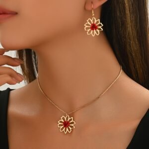 אלגנטיות הוורד האדום: סט תכשיטים אביב-קיץ עם שלושה פריטים מקסימים