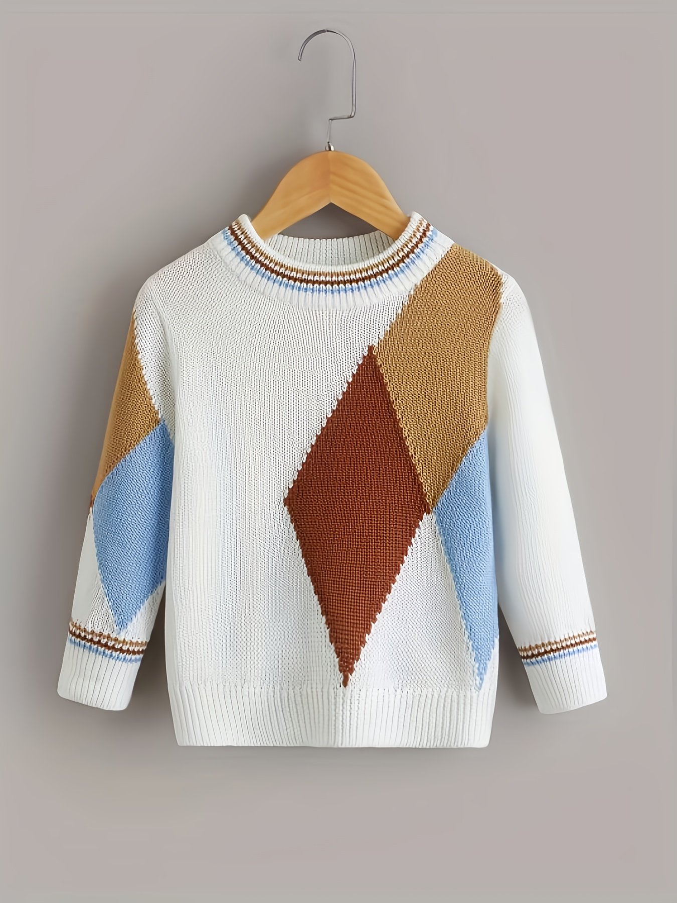 האירו את קטנטניכם בנגיעה עכשווית: סוודר בנים בדוגמת בלוקים צבעוניים! – תמונה 3